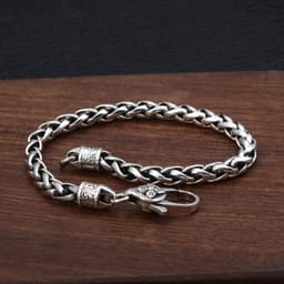 image-Wholesale s925 sterling silver fashion trend versatile Thai silver vajra six-character mantra hemp rope bracelet for men and women