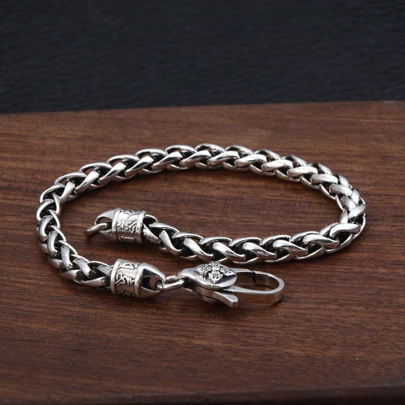 image-Wholesale s925 sterling silver fashion trend versatile Thai silver vajra six-character mantra hemp rope bracelet for men and women