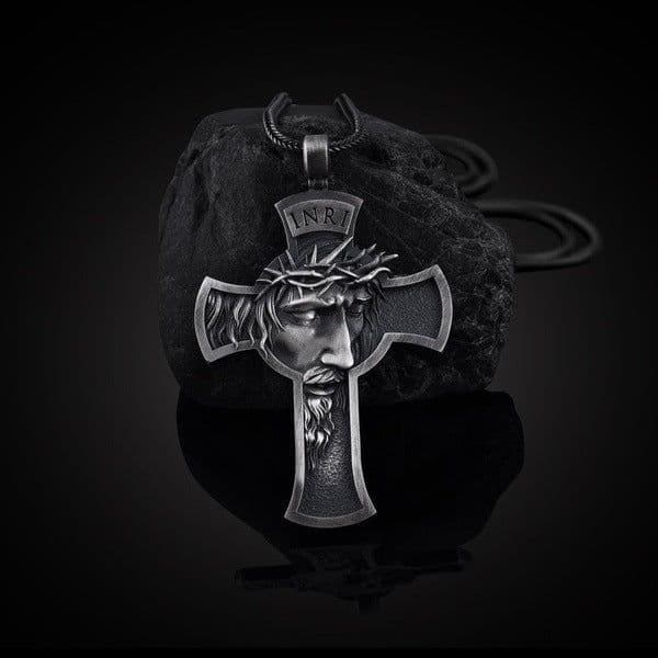 image-Yichen wish crown of thorns jesus cross necklace european and american men's christian pendant