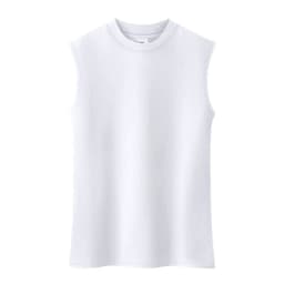 image-Half turtleneck sleeveless vest for women white slim fit bottoming shirt top summer suspender wear inside