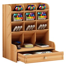image-Wooden Pen Holder Storage Box - White Nordic Modern
