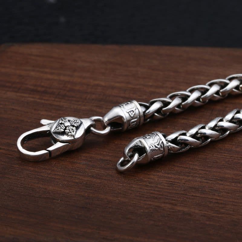 image-Wholesale s925 sterling silver fashion trend versatile Thai silver vajra six-character mantra hemp rope bracelet for men and women