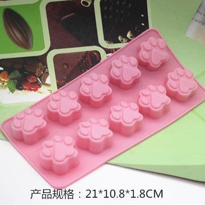 image-Silicone Cake Mold 10pcs Cat Paw Round Chocolate Mold