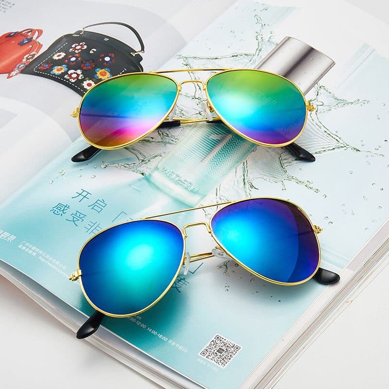 image-3025 Retro Sunglasses - Reflective Metal Frame