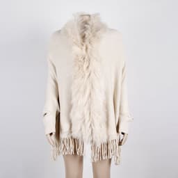 image-MONDORIO Cape Cardigan - Khaki Wool Tassel