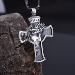 image-Yichen wish crown of thorns jesus cross necklace european and american men's christian pendant