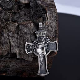 image-Yichen wish crown of thorns jesus cross necklace european and american men's christian pendant
