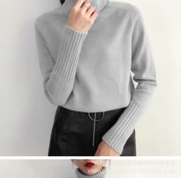 image-Gray Two Lapels Raglan Sleeve Cotton Sweater Women