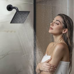 image-VEVOR Shower Faucet Set, 12 Inch Thermostatic Ceiling Mount Rainfall Shower System with 6 Inch Wall Mount Head and 2 in 1 Handheld Spray, 3-Function Dual Rain Head Brass Valve & Trim Kit, Matte Black