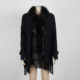 image-MONDORIO Cape Cardigan - Khaki Wool Tassel