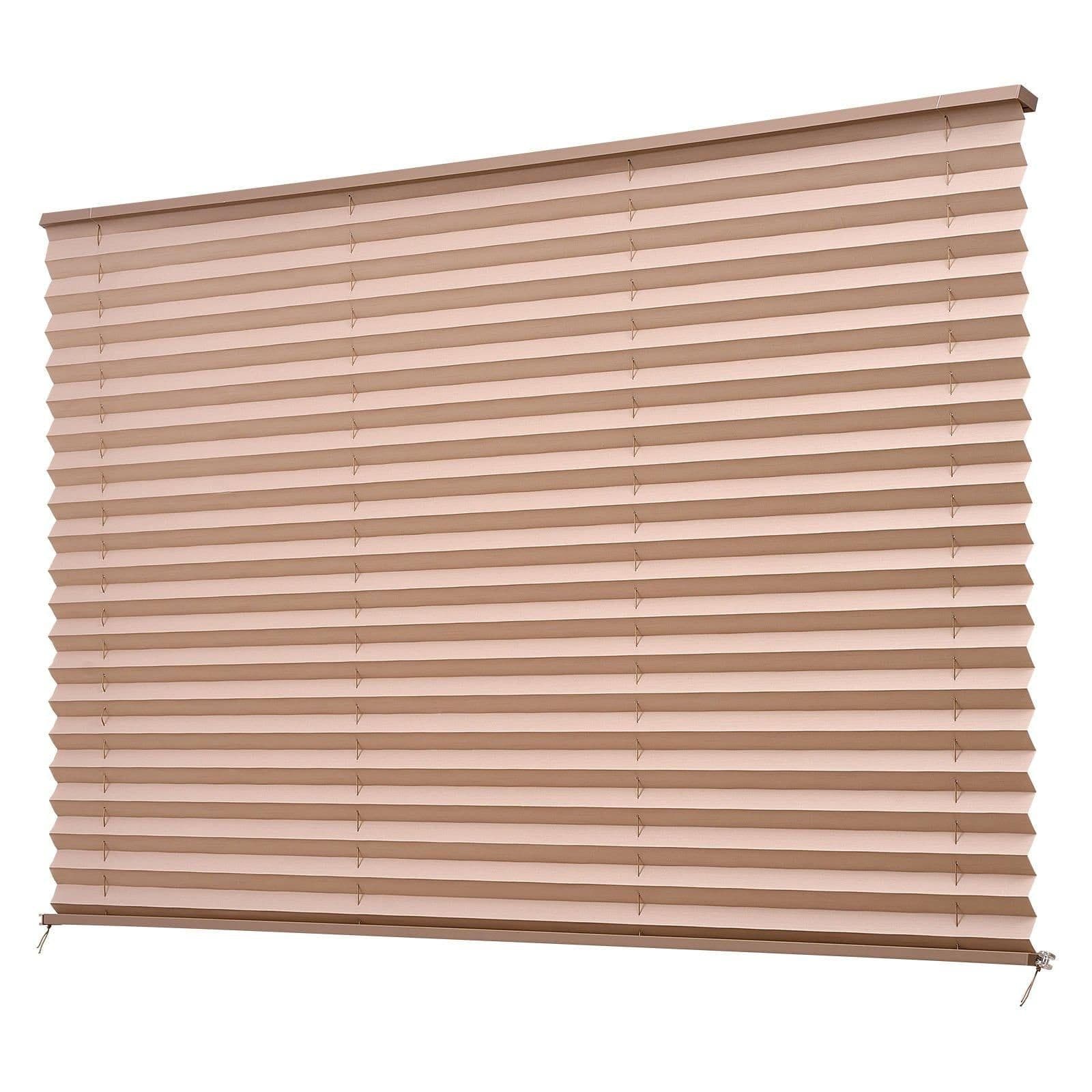 image-VEVOR RV Blinds, 62 in x 32 in, RV Pleated Shades, Polyester Fabric, Easy to Clean and Install, Privacy Protection and Sunlight Blocking, for Camper, Travel Trailer, Motorhome Window, Cappuccino