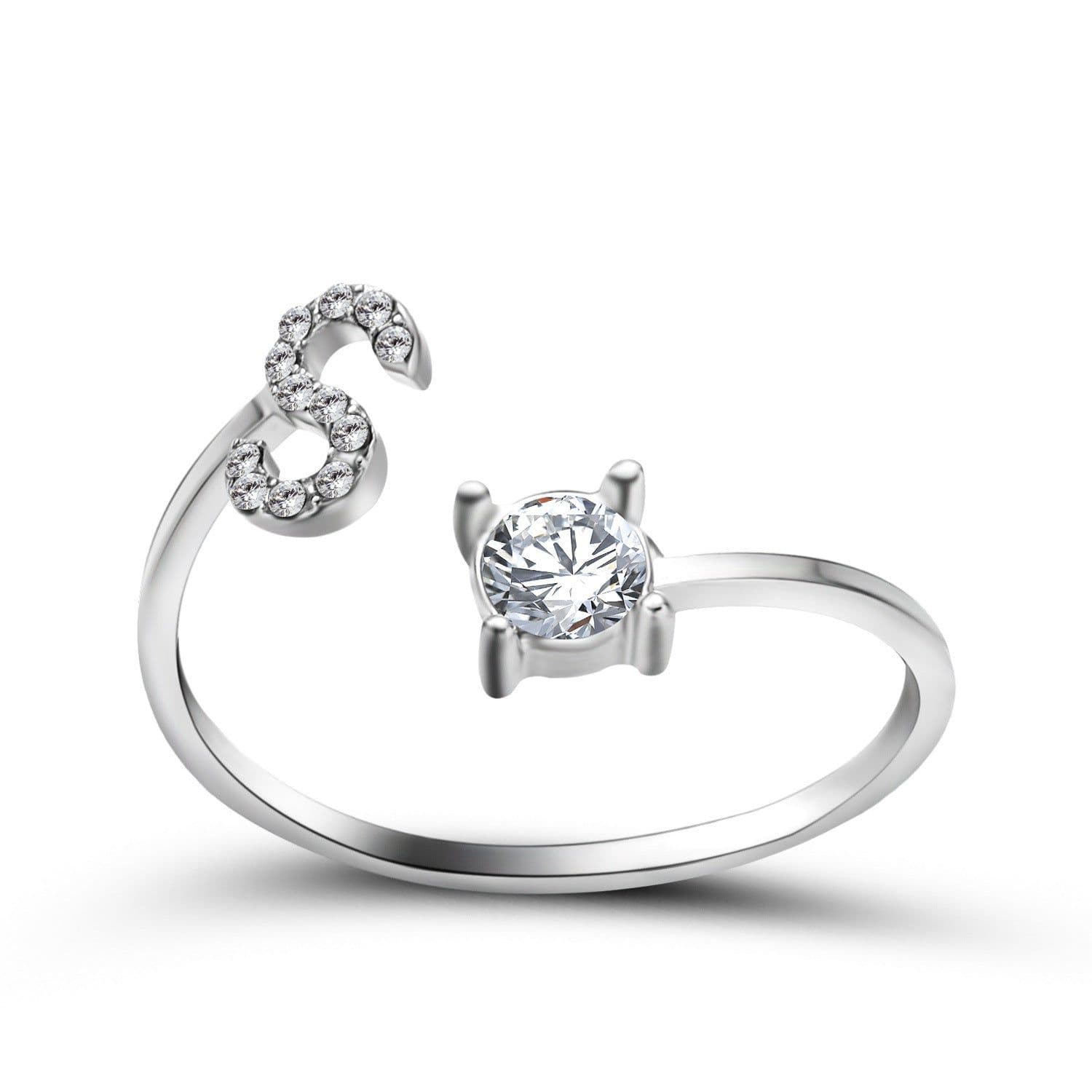 image-New Design Adjustable 26 Initial Letter Ring Fashion Jewelry For Women Simple Elegant Jewelry