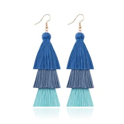 image-Green Tassel Earrings Women Bohemian Layered