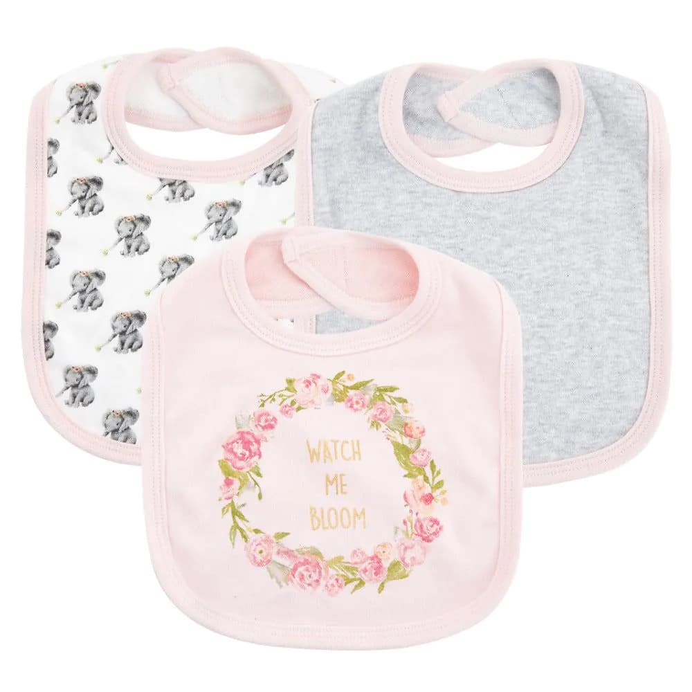 image-Baby bib with 3 baby drool towels