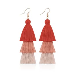 image-Green Tassel Earrings Women Bohemian Layered