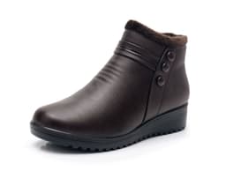 image-Winter warm women's shoes mother's cotton shoes flat bottom middle-aged and elderly middle-aged cotton boots women's boots leather shoes plus velvet short boots