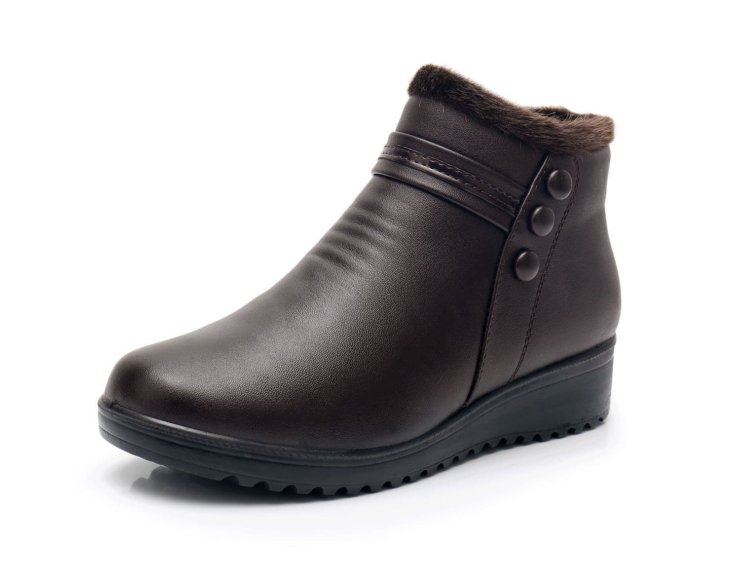 image-Winter warm women's shoes mother's cotton shoes flat bottom middle-aged and elderly middle-aged cotton boots women's boots leather shoes plus velvet short boots