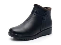 image-Winter warm women's shoes mother's cotton shoes flat bottom middle-aged and elderly middle-aged cotton boots women's boots leather shoes plus velvet short boots