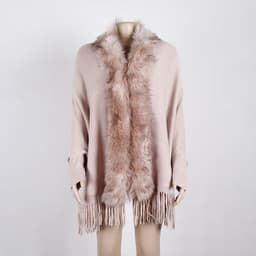 image-MONDORIO Cape Cardigan - Khaki Wool Tassel