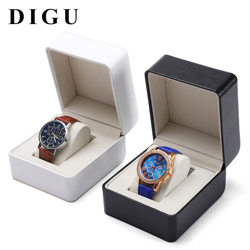 image-Digu Leather Watch Box - White 10x11x7.5cm