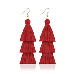 image-Green Tassel Earrings Women Bohemian Layered