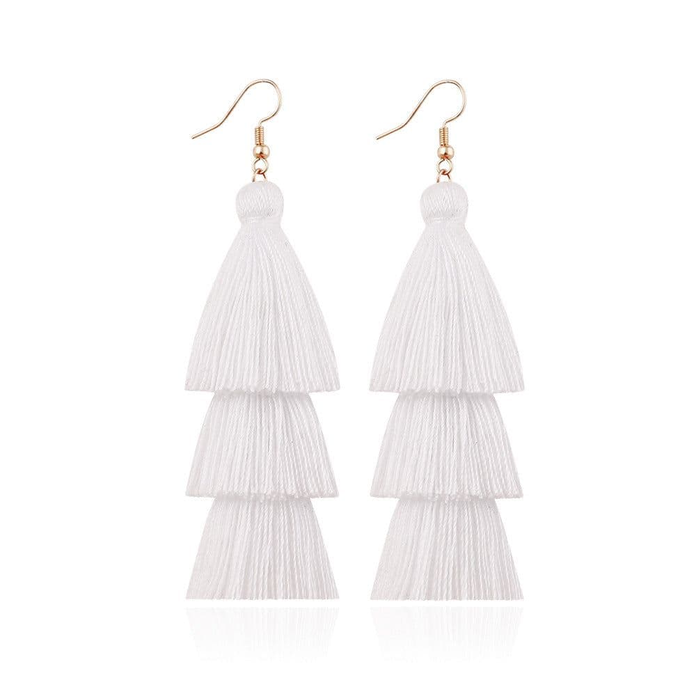 image-Green Tassel Earrings Women Bohemian Layered