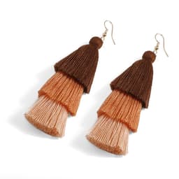image-Green Tassel Earrings Women Bohemian Layered