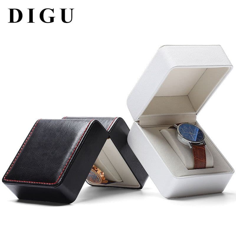 image-Digu Leather Watch Box - White 10x11x7.5cm