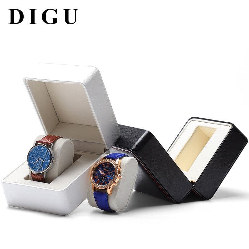 image-Digu Leather Watch Box - White 10x11x7.5cm
