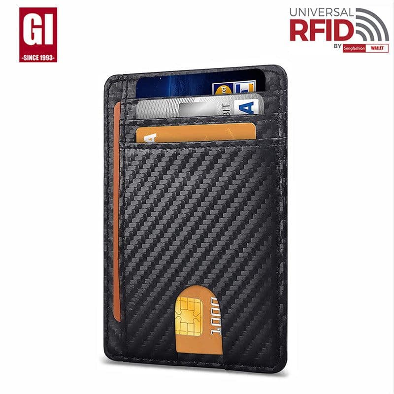 image-Genuine Leather RFID Card Holder - Black 8 Slot