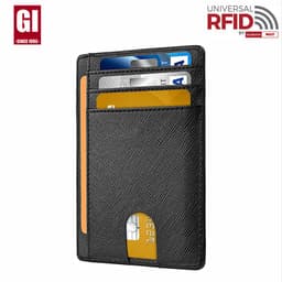 image-Genuine Leather RFID Card Holder - Black 8 Slot