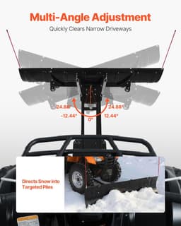 image-VEVOR Lame Chasse Neige Universelle, 109 cm 183 cm, Lame de Déneigement en Acier, avec Rabats en Caoutchouc, Compatible pour la Plupart des VTT et UTV, sur Allées, Chemins de Fermes, Routes Rurales
