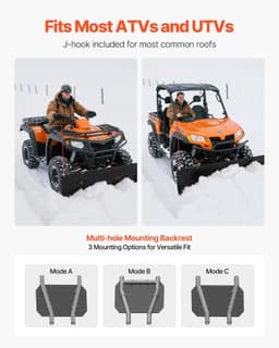 image-VEVOR Lame Chasse Neige Universelle, 109 cm 183 cm, Lame de Déneigement en Acier, avec Rabats en Caoutchouc, Compatible pour la Plupart des VTT et UTV, sur Allées, Chemins de Fermes, Routes Rurales
