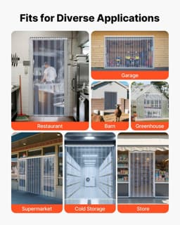 image-VEVOR Clear PVC Strip Curtain - 48" x 84" 8 PCS Freezer Door Strips