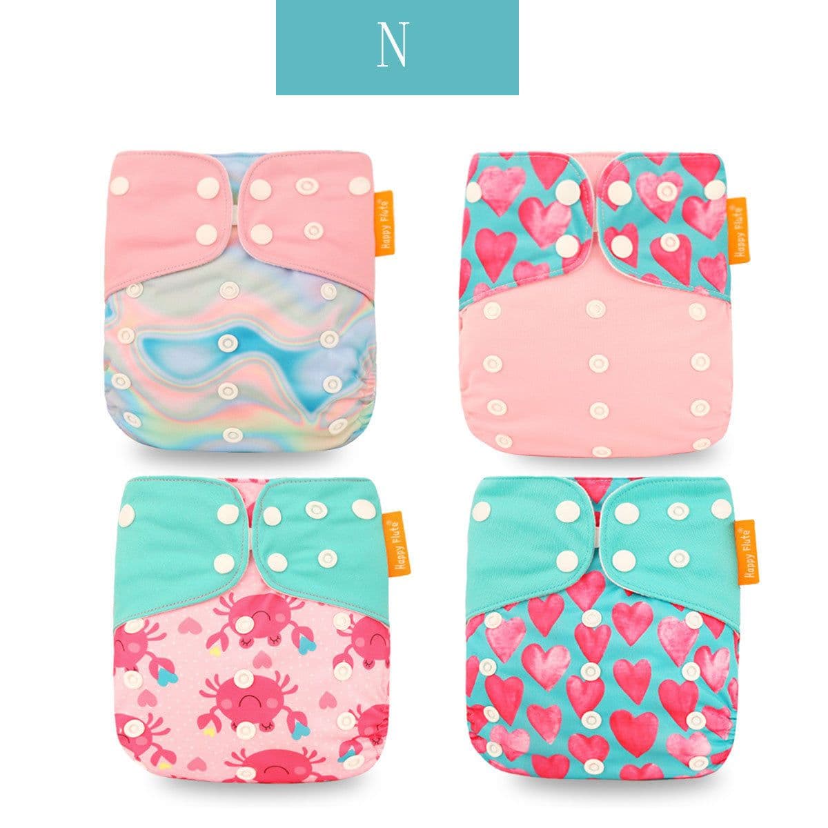 image-Happyflute 4-Pack Washable Training Pants - Waterproof Diapers for Infants 1-3 Years Old