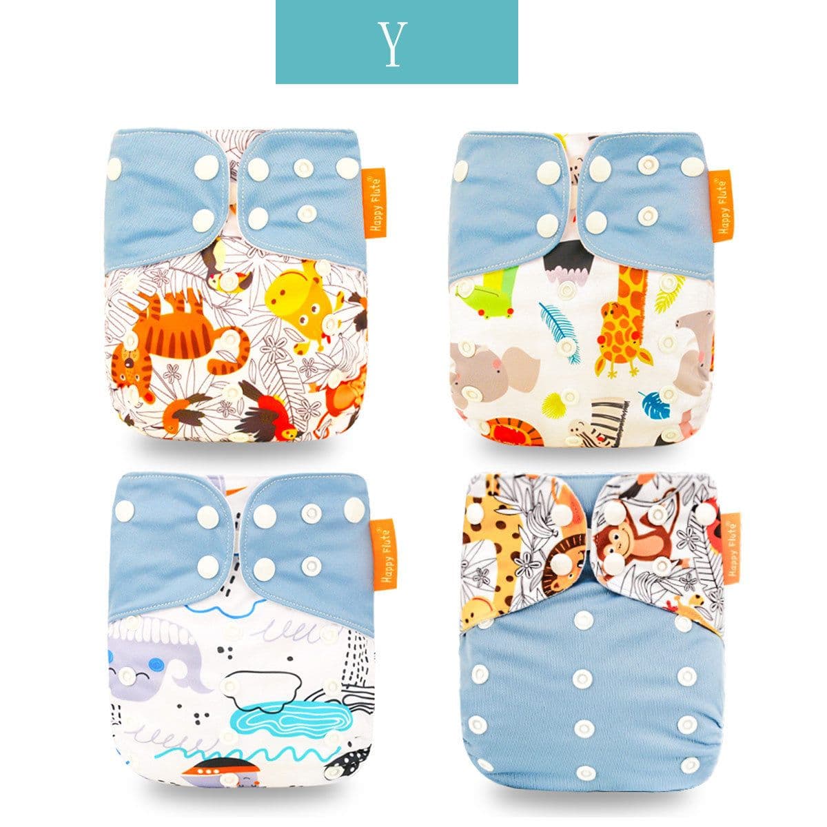 image-Happyflute 4-Pack Washable Training Pants - Waterproof Diapers for Infants 1-3 Years Old