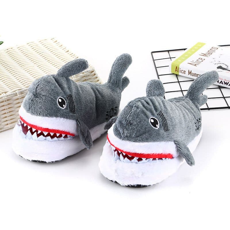 image-Factory direct batch of shark head plush home cotton slippers thick-soled three-dimensional indoor cute warm home cartoon cotton shoes