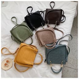 image-Portable PU Bucket Bag - Black Stone Pattern