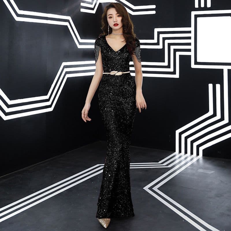image-Dark Green Mermaid Evening Dress - Sleeveless Long