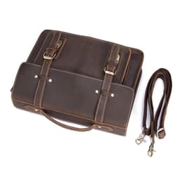 image-Men's Brown Large Capacity Messenger Bag