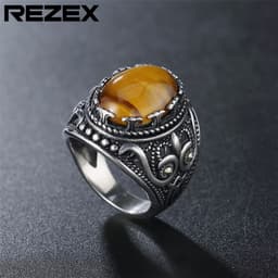 image-Titanium Steel Ring - Golden Tiger Eye Stone