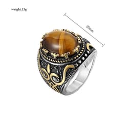 image-Titanium Steel Ring - Golden Tiger Eye Stone