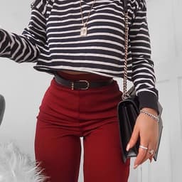 image-European & American Women's T-Shirt - Claret XL Long Sleeve Commuter