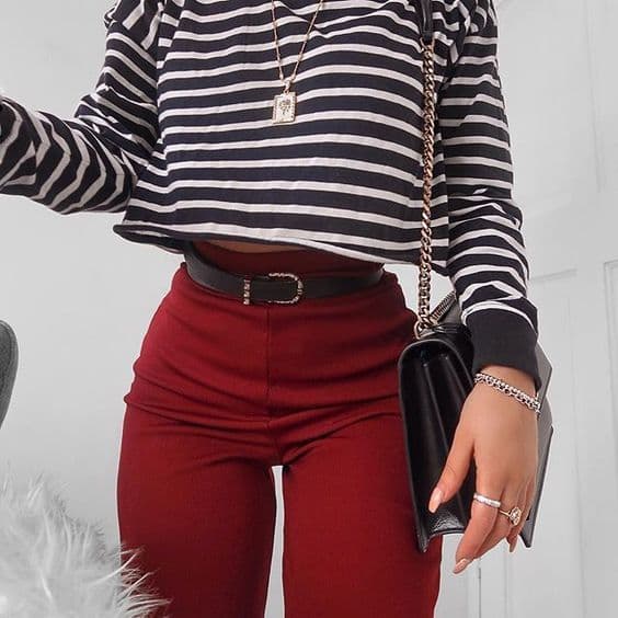 image-European & American Women's T-Shirt - Claret XL Long Sleeve Commuter