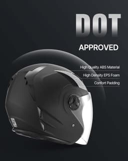 image-VEVOR Motorcycle Helmet, 3/4 Open Face, Adult Motocross Dirt Bike Helmet with Clear Visor, Comfortable Motorbike Racing Street with Detachable Liner for Men & Women, DOT Approved, (Matte Black, XL)