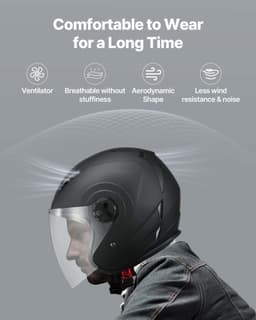 image-VEVOR Motorcycle Helmet, 3/4 Open Face, Adult Motocross Dirt Bike Helmet with Clear Visor, Comfortable Motorbike Racing Street with Detachable Liner for Men & Women, DOT Approved, (Matte Black, XL)