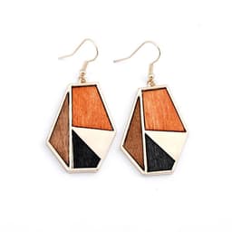 image-Qingdao Jewelry European and American Fashion Jewelry Geometric Contrast Wood Combination Women's Earrings