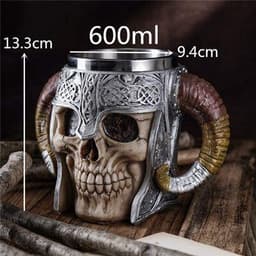 image-Tall Skull Helmet Cup Halloween Stainless Steel Inner Water Cup