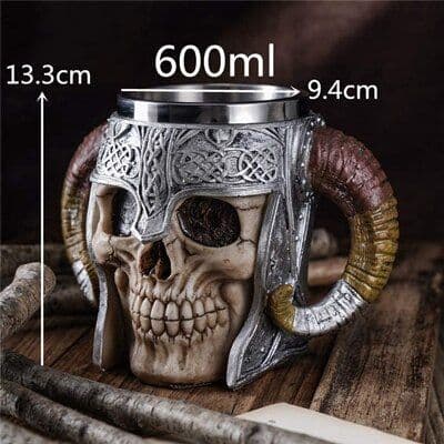 image-Tall Skull Helmet Cup Halloween Stainless Steel Inner Water Cup