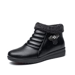 image-Women's Cotton Shoes - Dark Brown Winter Casual Flat